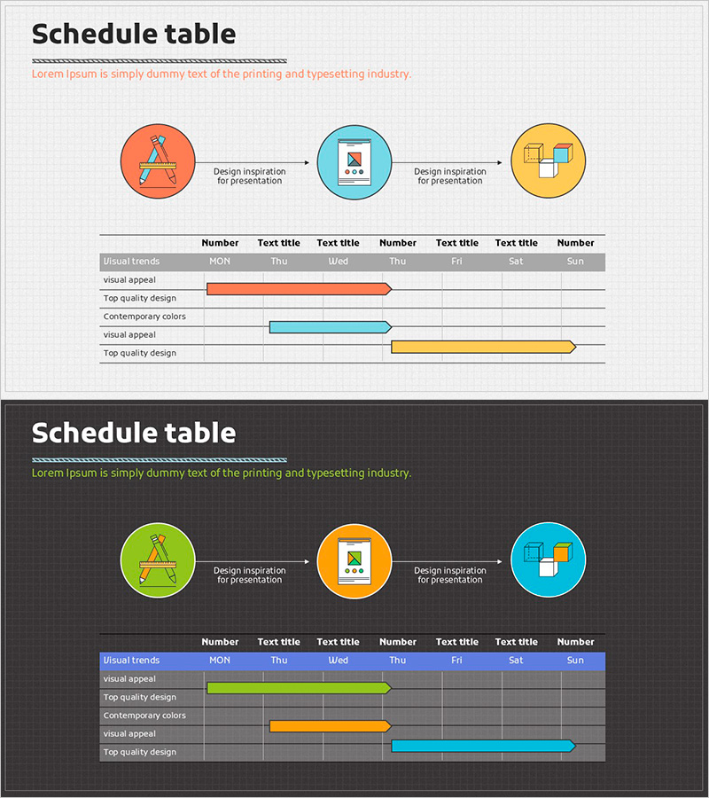 학습 일러스트 스케줄 – 선형 흐름과 데이터 시각화