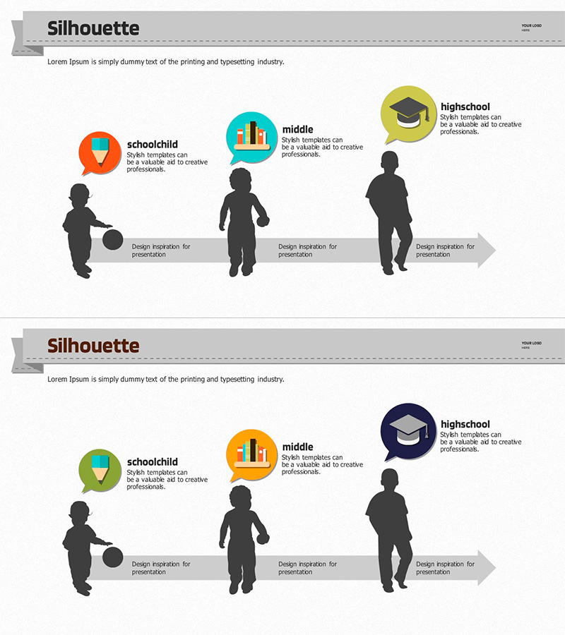 나이별 실루엣과 화살표의 흐름 – 고객 분석을 위한 인사이트