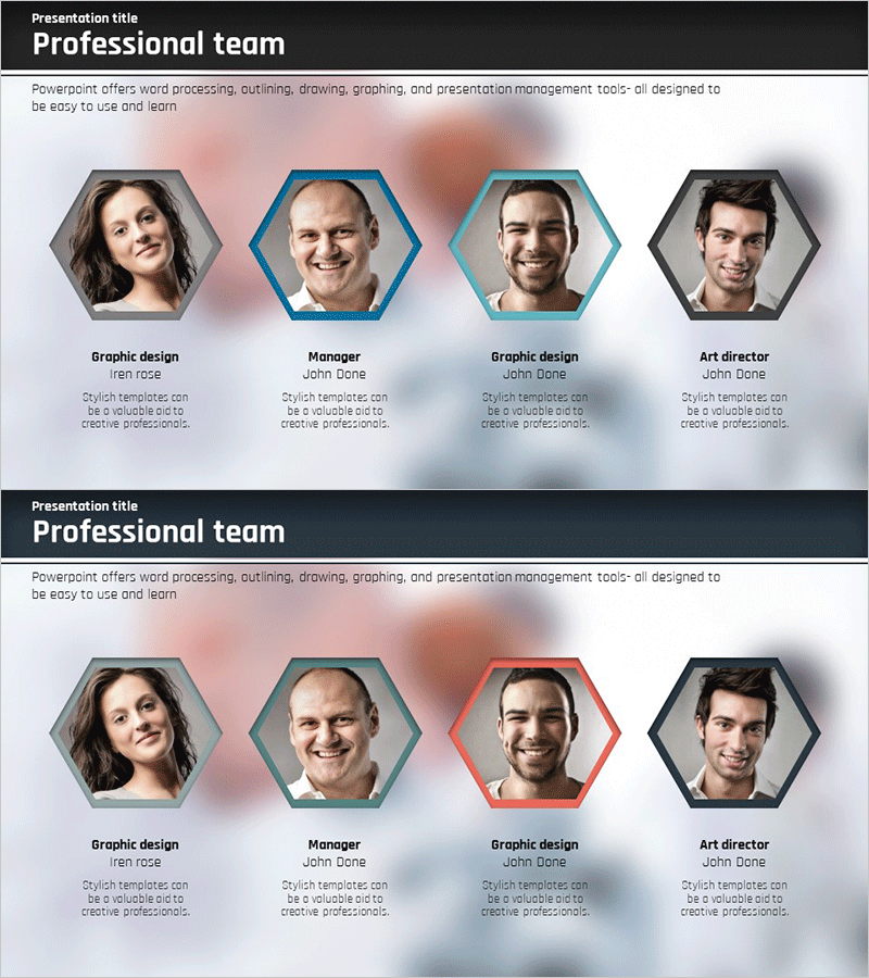 주요 인력 소개 폐쇄 다이어그램 – 팀의 전문성을 강조