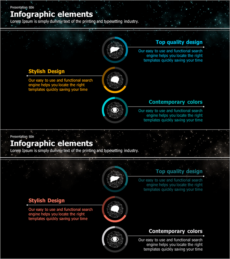 은하 테마 시장분석 도넛형 원 그래프