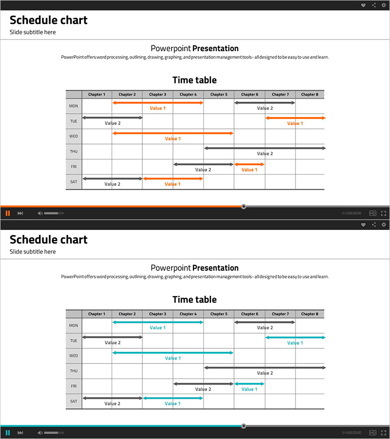 스케줄표와 화살표 표시 – 사업 추진 일정 관리