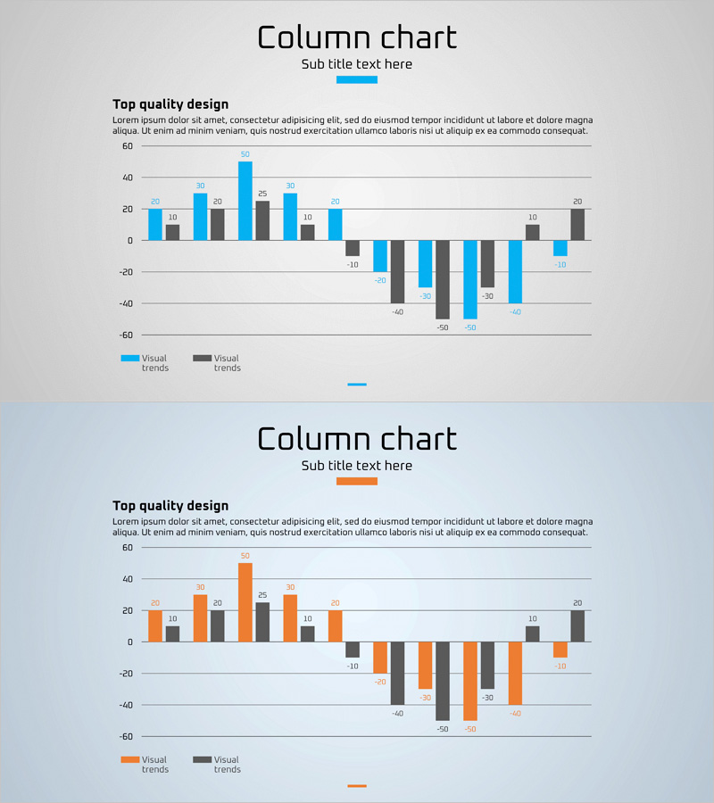 수익전망 및 추진 경과 그래프 – 파란색과 주황색 조화
