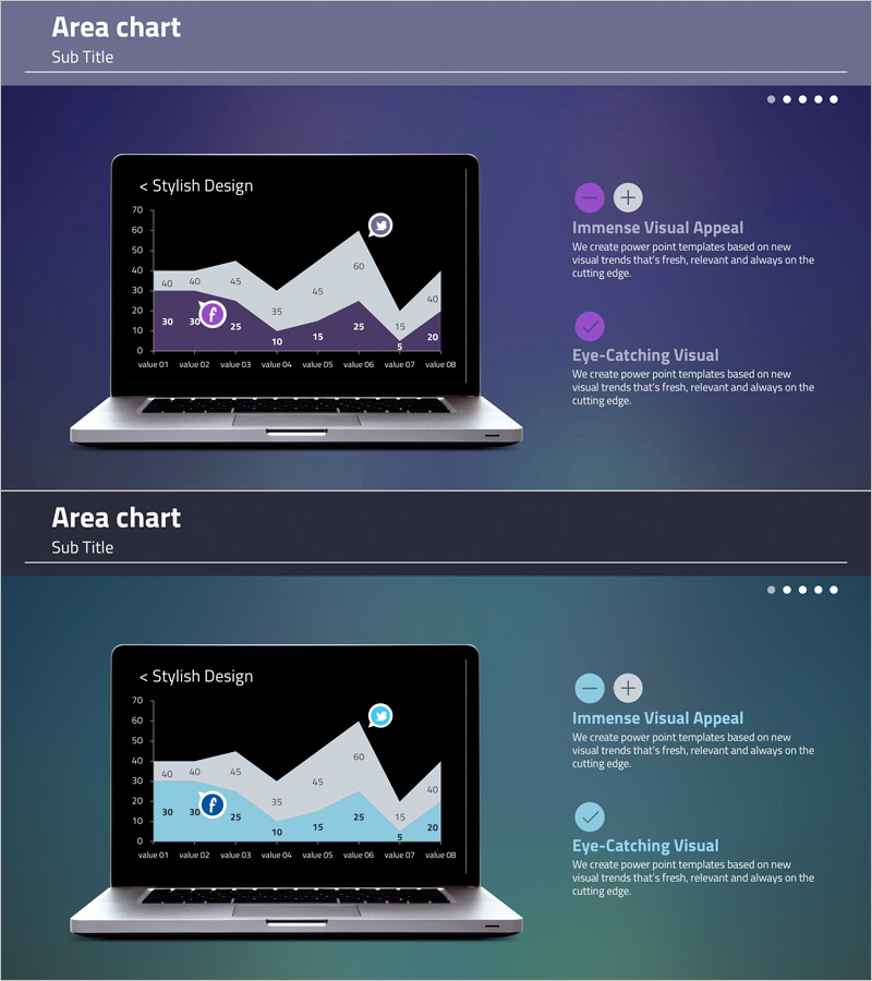 영역 그래프로 데이터 변화를 쉽게 시각화하는 슬라이드