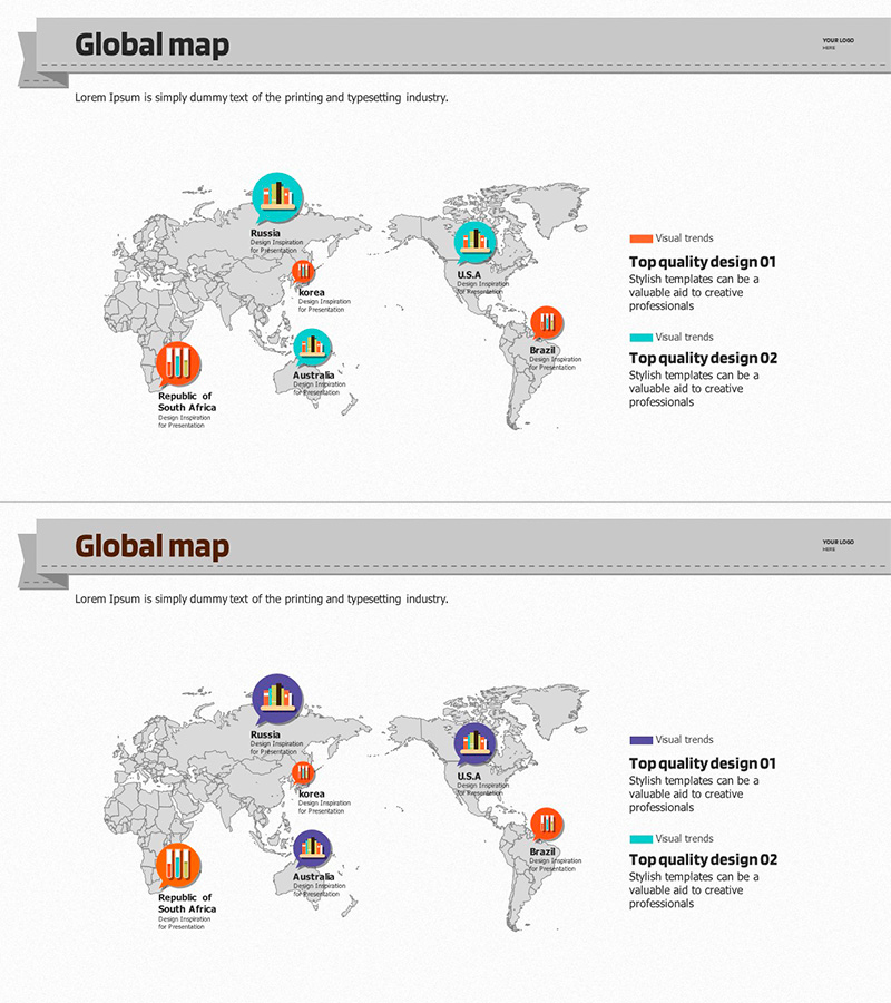 글로벌 맵과 디테일 설명 – 시장 분석을 위한 효과적인 프레젠테이션