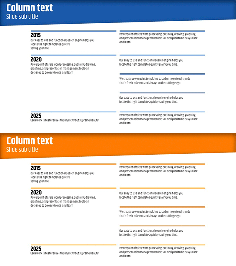심플 블루 오렌지 비즈니스 연혁 슬라이드