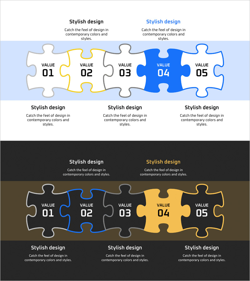 마케팅목표 퍼즐모양 다이어그램 – 효과적인 사업 전략 표현