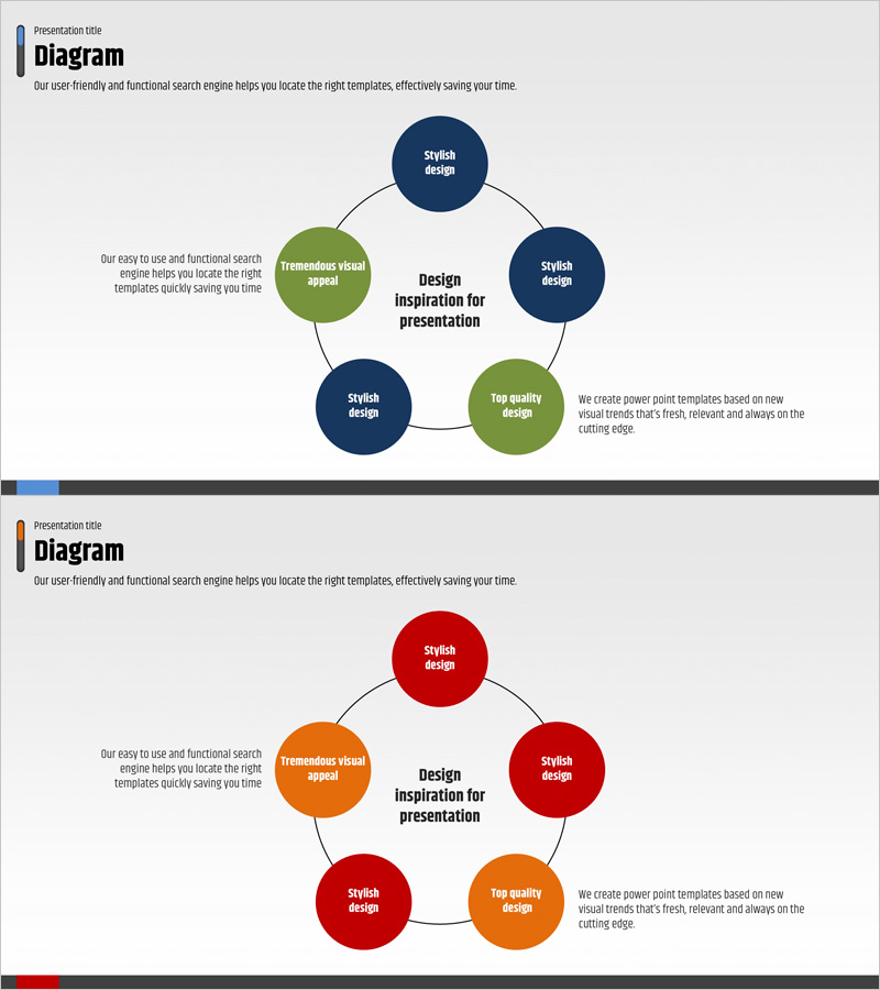 사업 소개 및 영역 다이어그램 – 파랑과 빨강