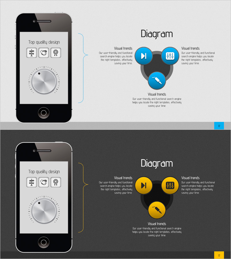 음향 서비스 특징 시각화한 다이어그램 슬라이드