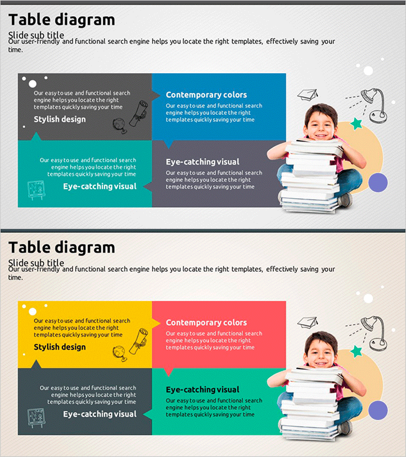 사각형 박스 연결 다이어그램 – 사업 비전을 시각화