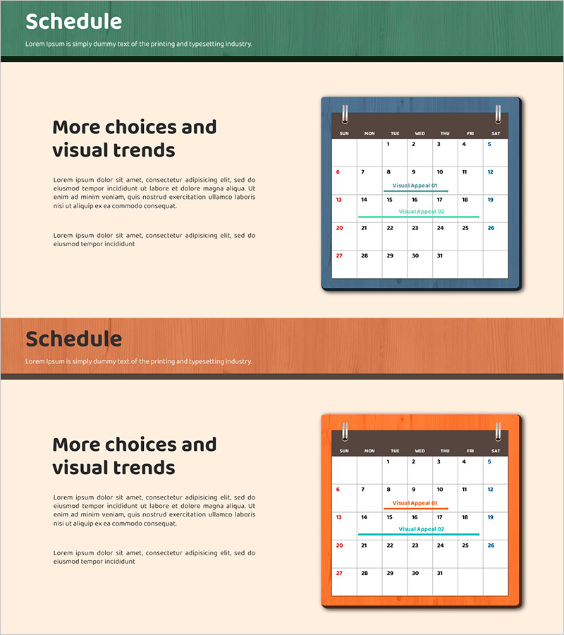 세부적인 사업 운영 계획 슬라이드 – 스케줄표와 칼럼 텍스트