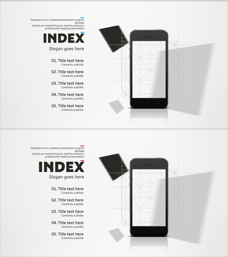 모바일 어플리케이션 디자인 템플릿 목차 – 콘텐츠 구성 안내