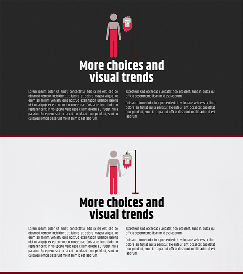 헌혈 소개 슬라이드 – 많은 선택과 시각적 트렌드