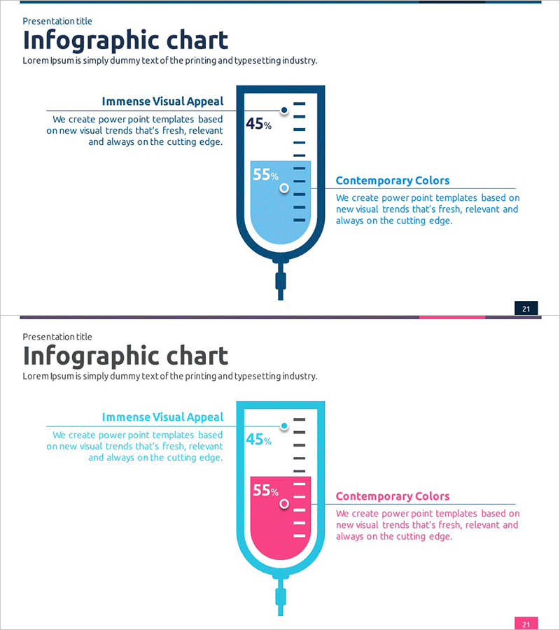 링거 모양 세분형 세로막대 그래프 – 특성과 색감을 강조한 인포그래픽