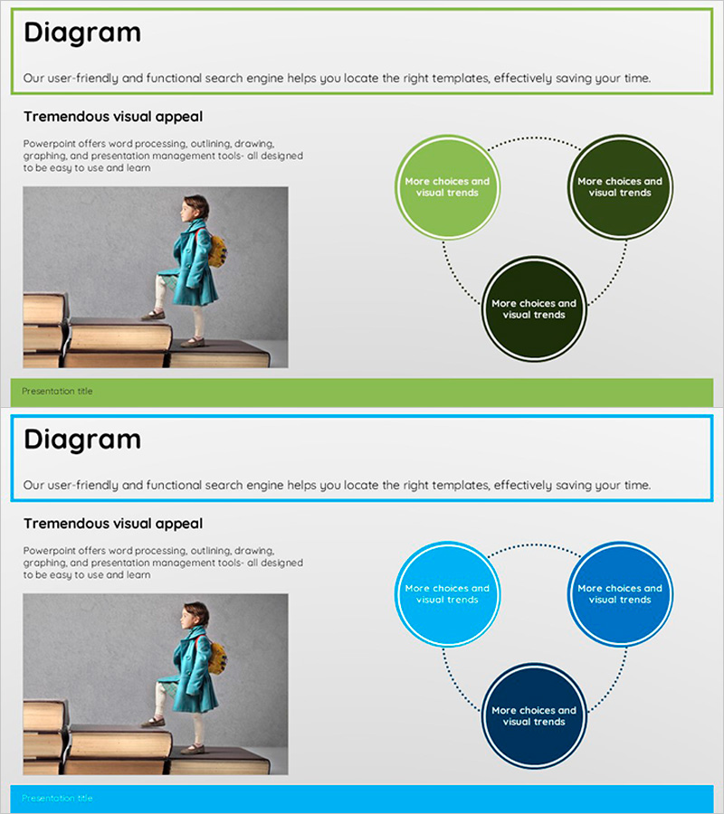심플한 원형 다이어그램 – 사업 비전 및 전략 시각화