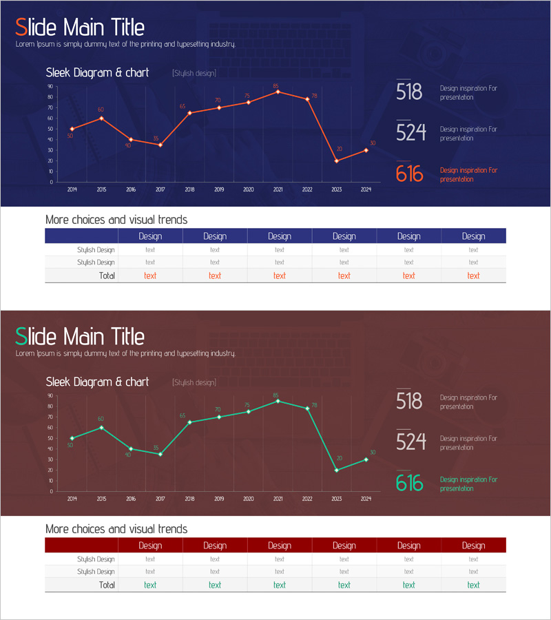 시장동향 분석 그래프 – 심플하면서 세련된 디자인