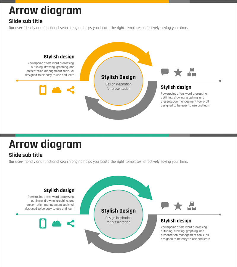 원형 순환 화살표 다이어그램 – 제품/서비스 소개