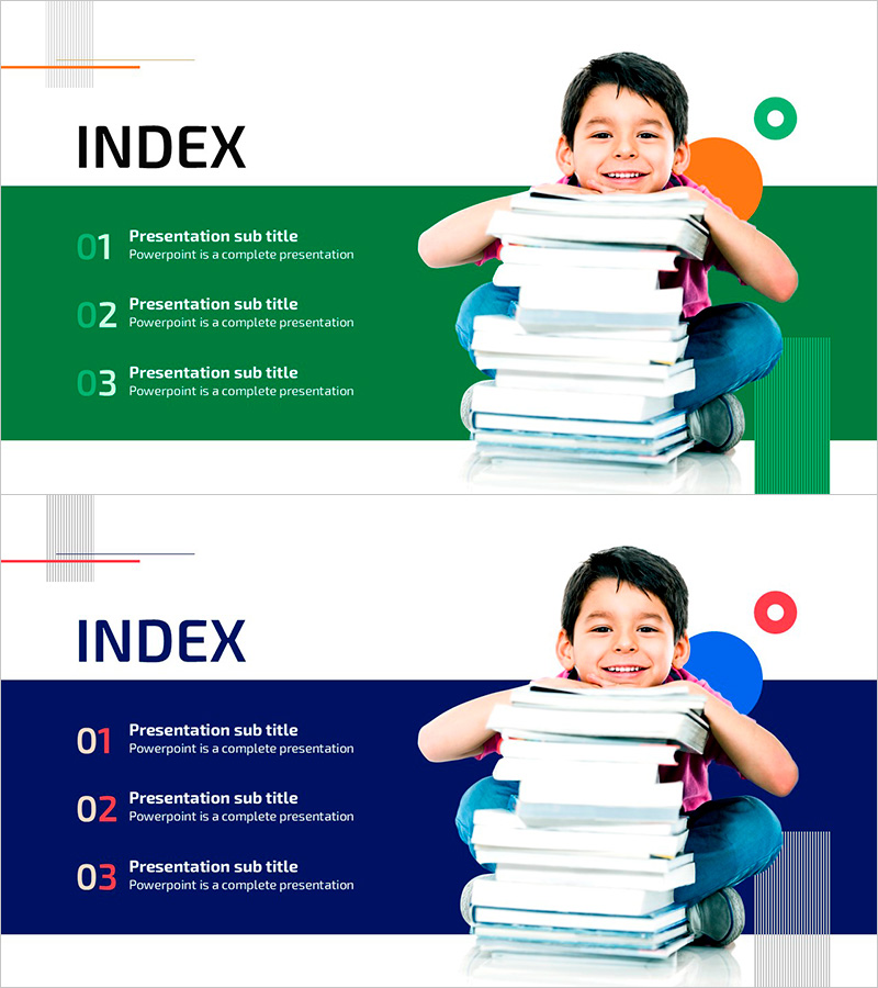 키즈 독서스쿨 목차 PPT 템플릿 – 재미와 학습을 선사합니다