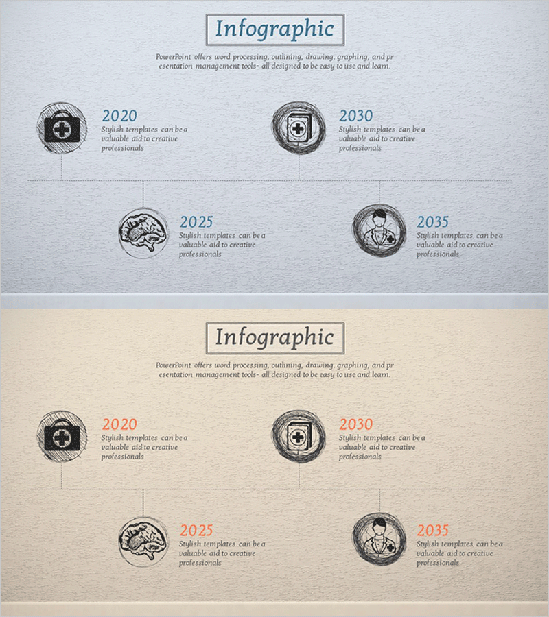 스케치 효과 의료 연혁 다이어그램 – 회사 소개 및 의료 역사