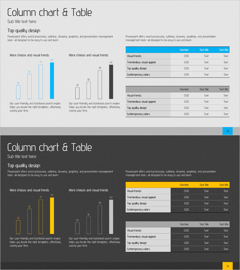 경쟁사 및 시장 분석을 위한 기획 슬라이드 - 블루와 옐로우의 조화