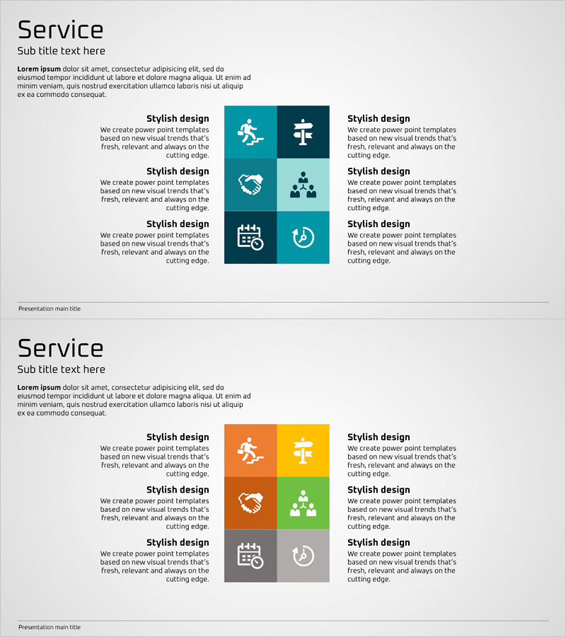마케팅 및 프로모션 전략 – 파란 주황 초록 다이어그램