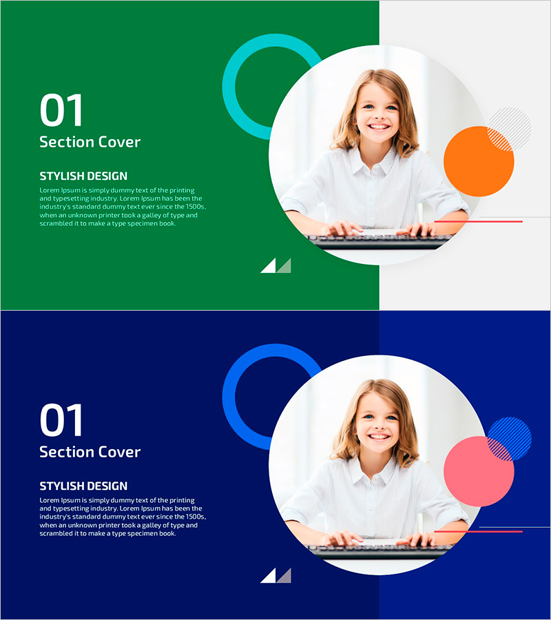컴퓨터 학습 간지 템플릿 – 세련된 디자인의 섹션 커버
