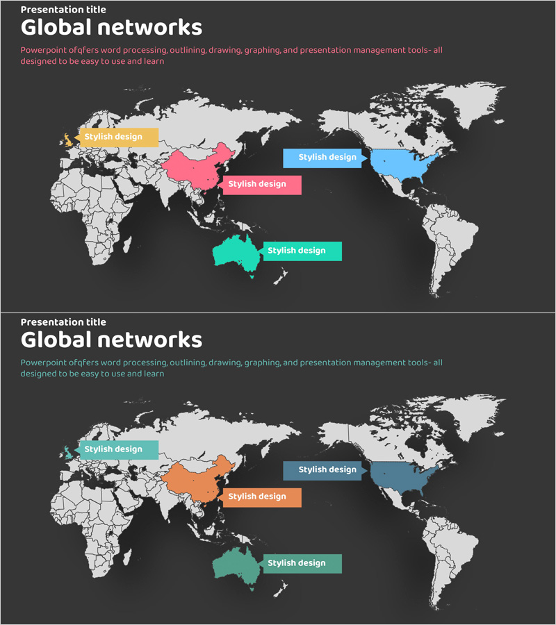 글로벌 네트워크 세계지도를 활용한 프레젠테이션 템플릿