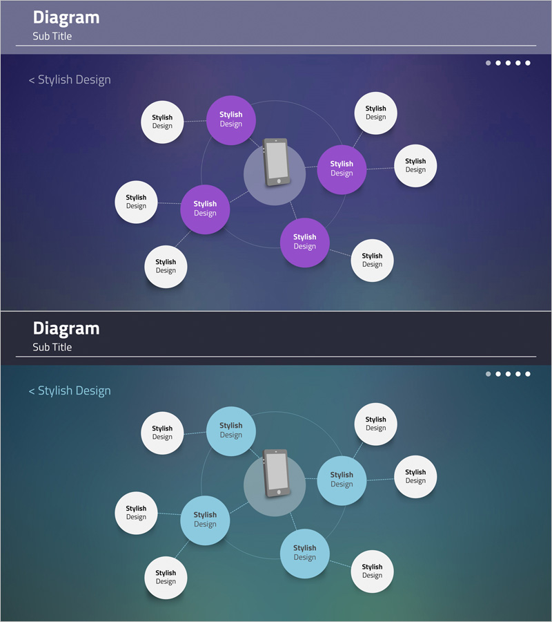 모던한 디자인의 다이어그램 템플릿 – 감각적 아이디어 표현
