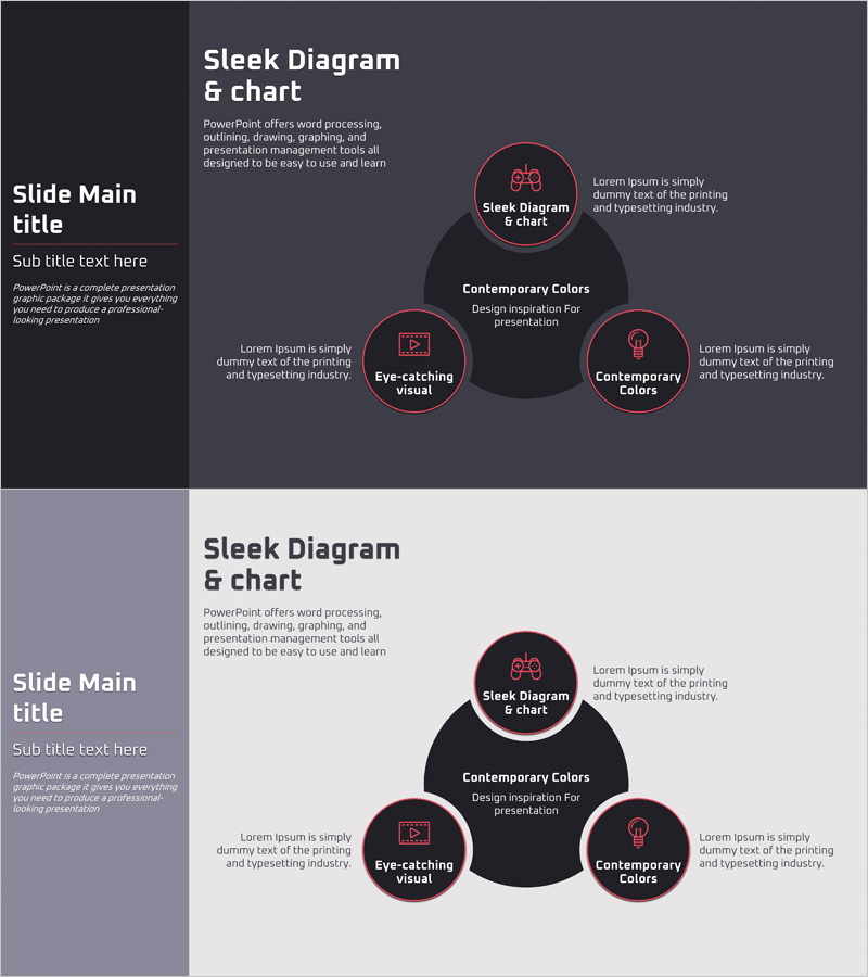 VR 사용 영역 다이어그램 – 사업 분야 소개에 최적화