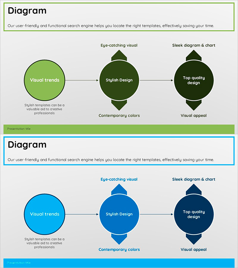 그린 블루 다방향 다이어그램