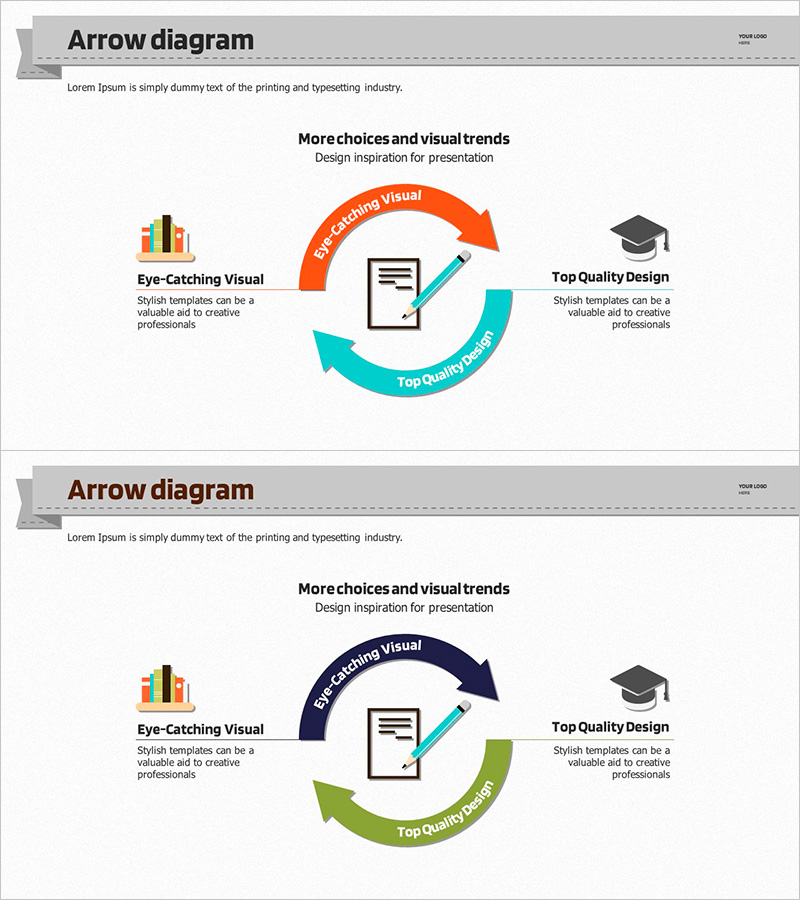 연구를 위한 순환형 다이어그램 슬라이드 – 시각적 흐름
