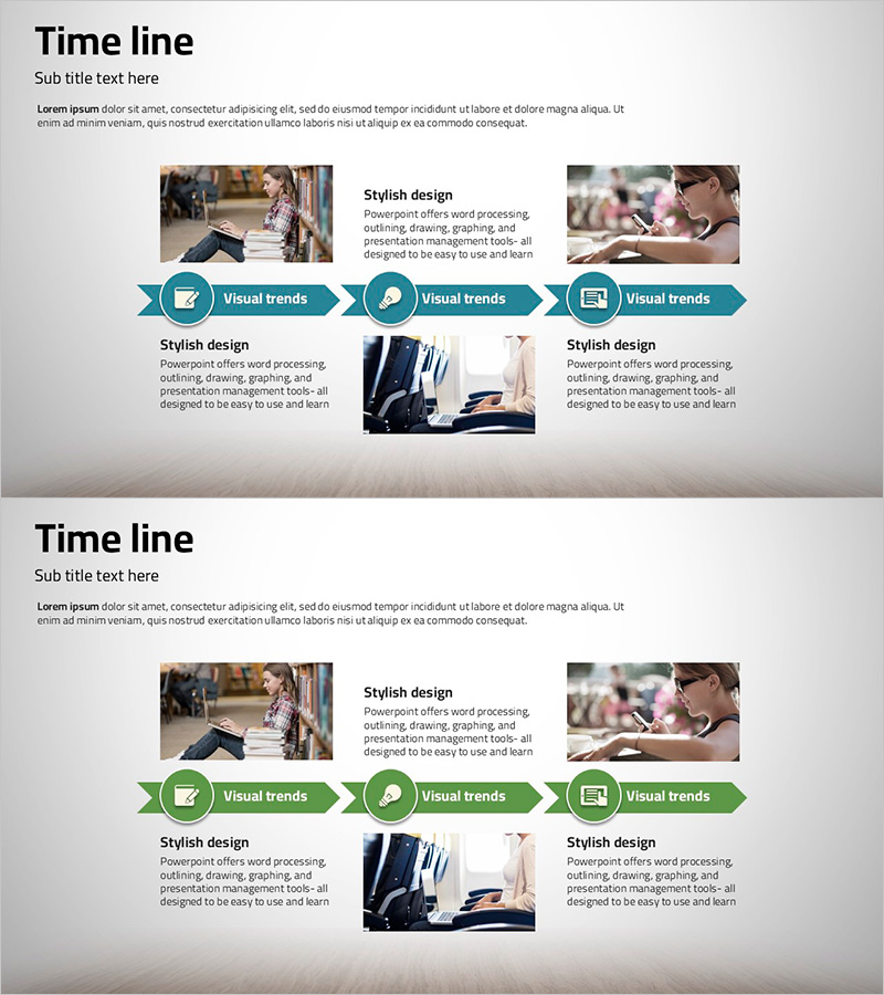 프로젝트 화살표 타임라인 – 마케팅 전략 강조