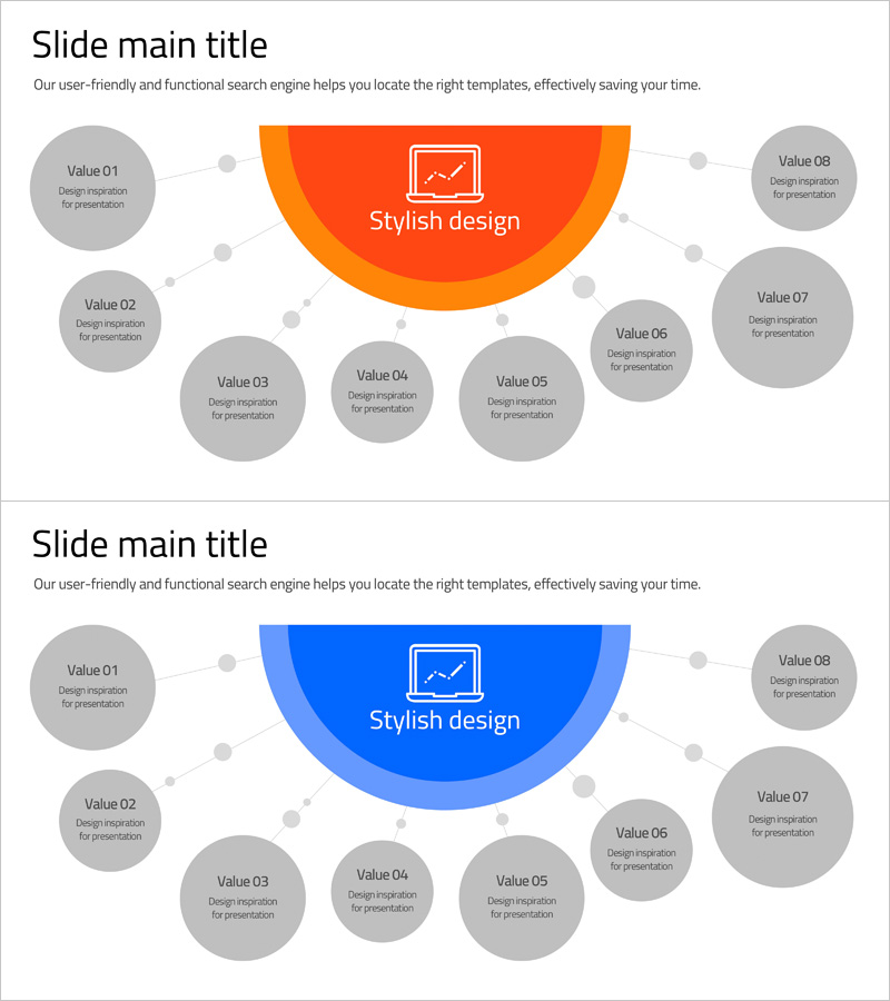확산 연결 원형 다이어그램 – 제품/서비스 소개