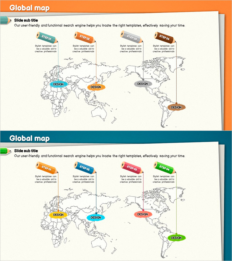 색연필을 활용한 글로벌 맵 슬라이드