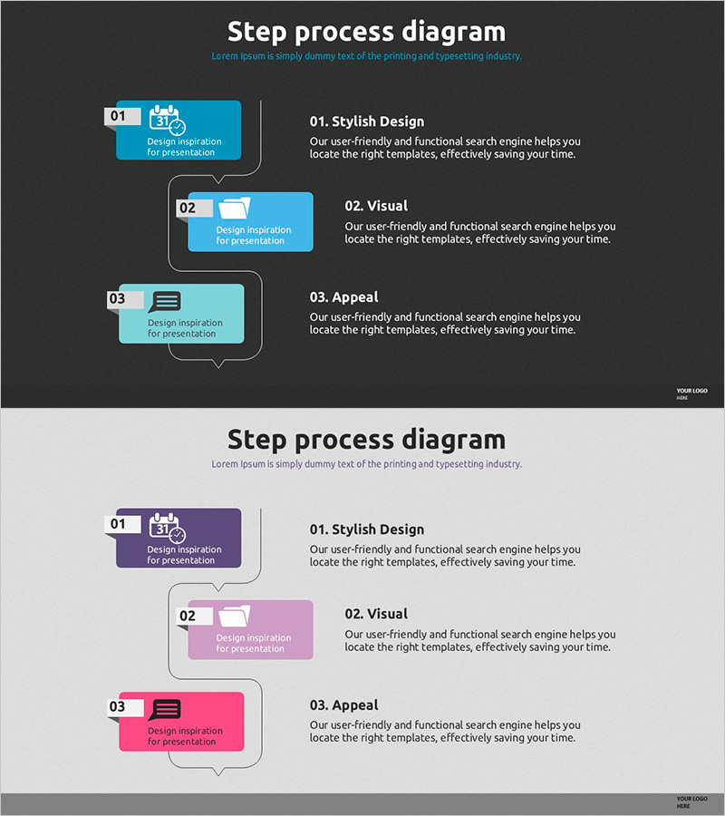 스텝 프로세스 다이어그램 - 사업 추진 전략을 위한 명쾌한 흐름