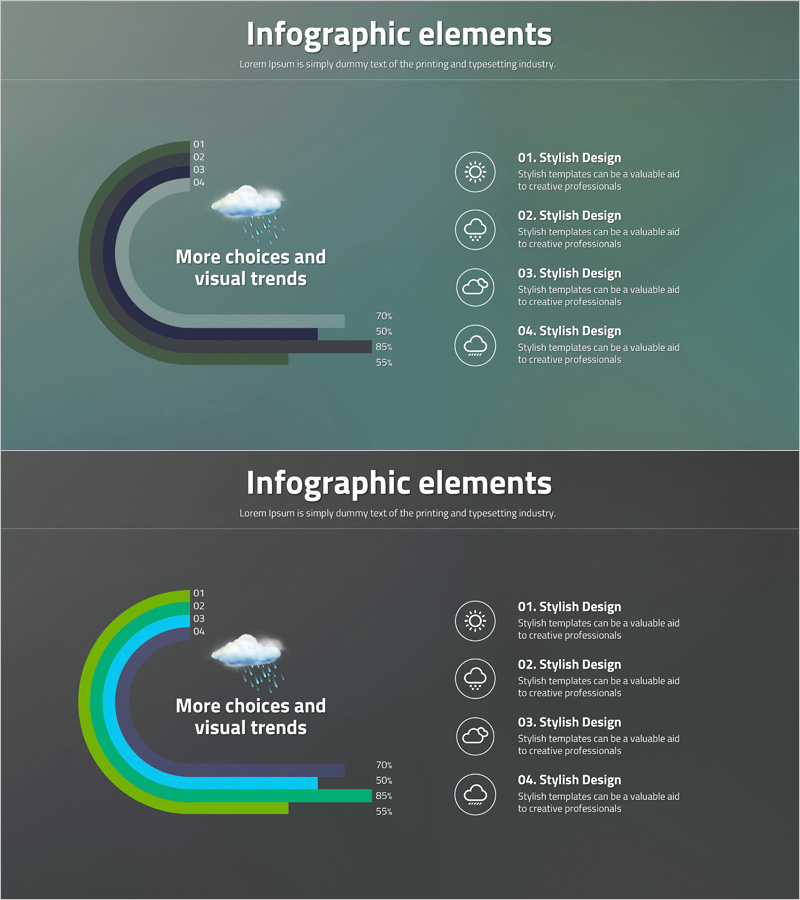 정보 전달을 위한 인포그래픽 슬라이드 – 창의적 시각화