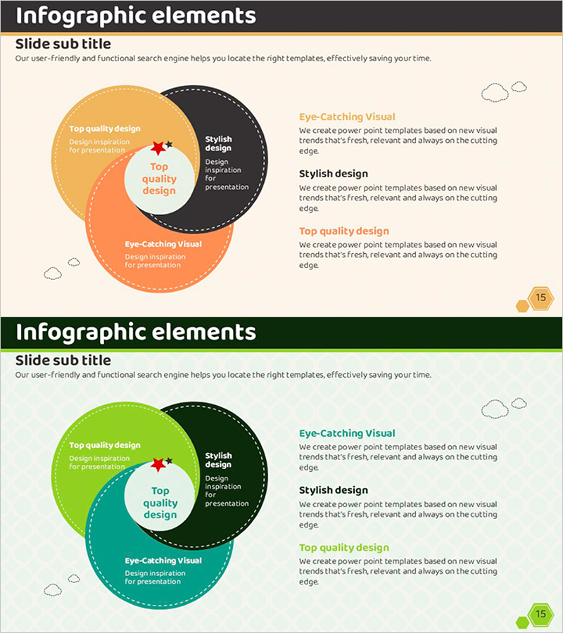 원형의 연결 중첩 다이어그램 – 사업 비전과 전략