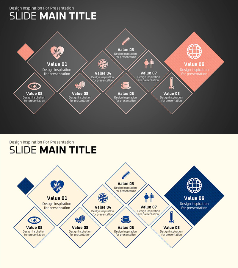 질병예방 아이콘과 박스 슬라이드 – 효과적인 정보 전달