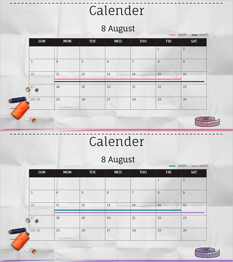 사업 추진 일정 관리 캘린더 슬라이드 – 실용적인 운영 계획