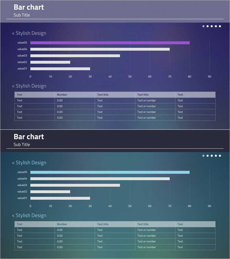 스타일리시한 디자인의 가로 막대그래프 슬라이드