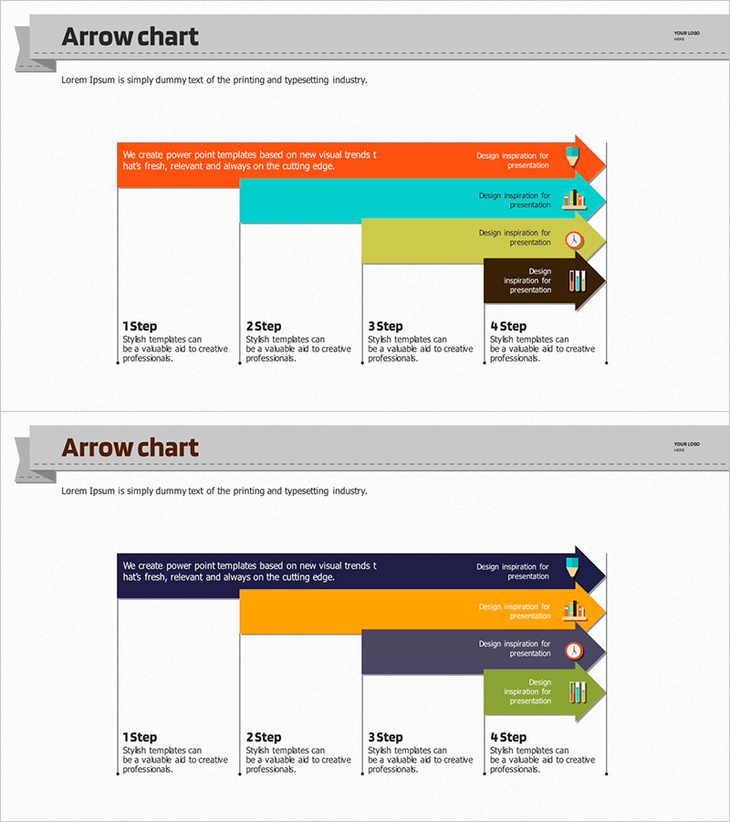 화살표 추진 경과 차트 - 사업 추진 전략 시각화