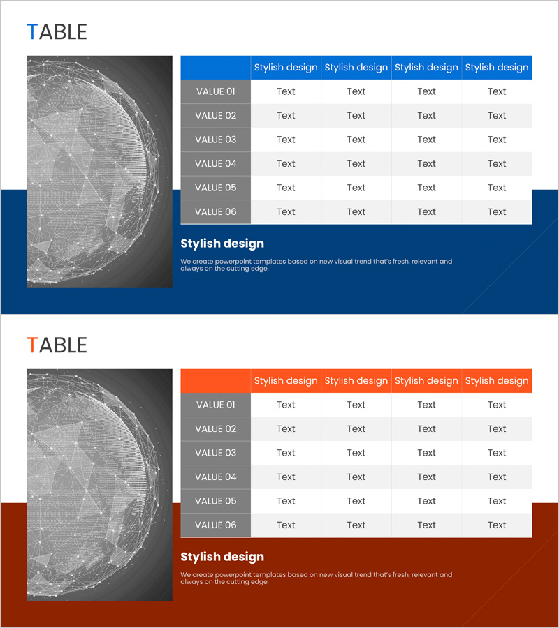 글로벌 네트워크 시장 분석 테이블 – 데이터와 성과의 시각화