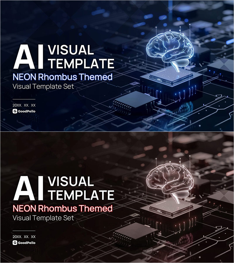 AI 네온 마름모 비주얼 템플릿 – 혁신과 창의성