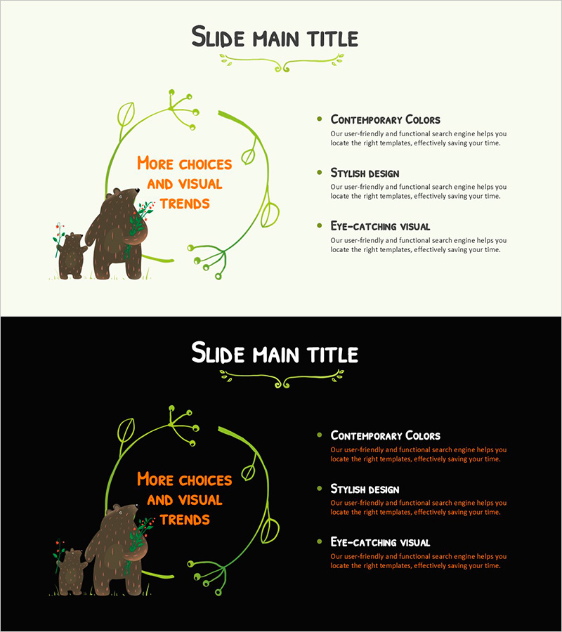 덩굴과 세 가지 핵심 타이틀 - 비즈니스 비전과 전략을 담은 프레젠테이션