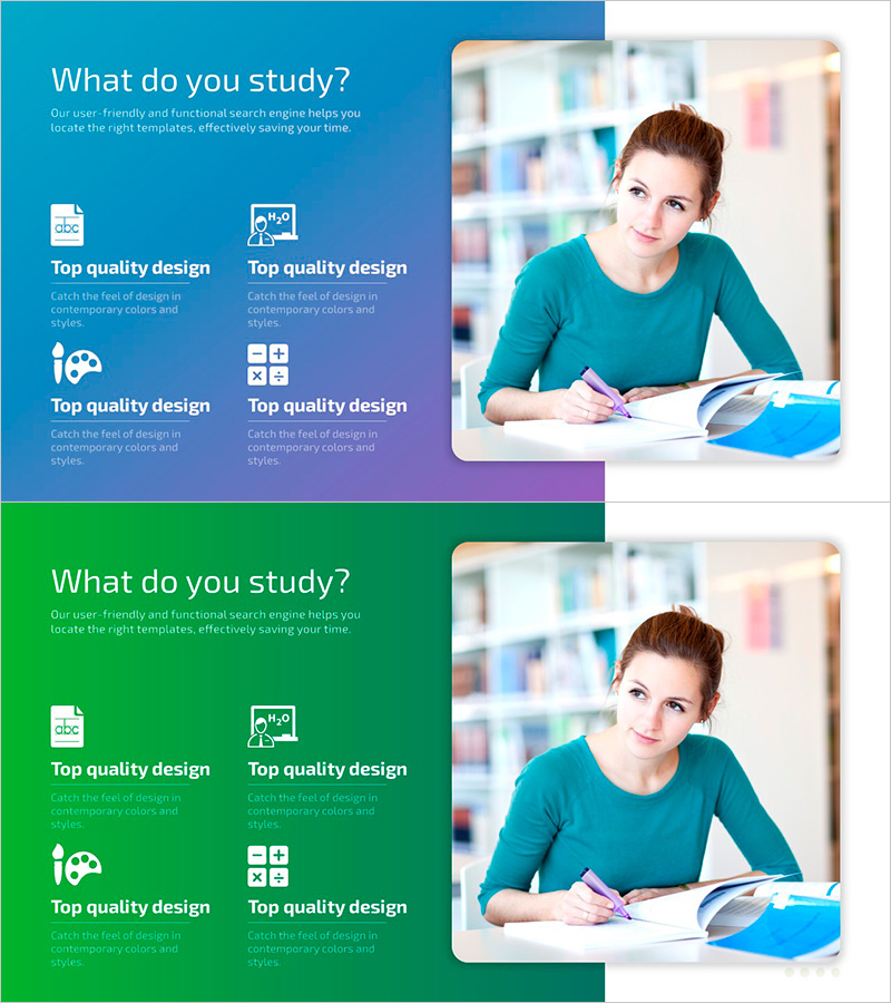 학생과 다양한 연구 주제를 시각화한 슬라이드
