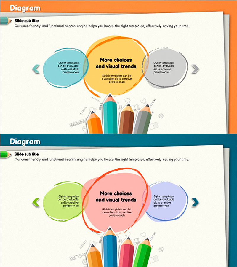 색연필 강조형 다이어그램 – 사업전략 구현
