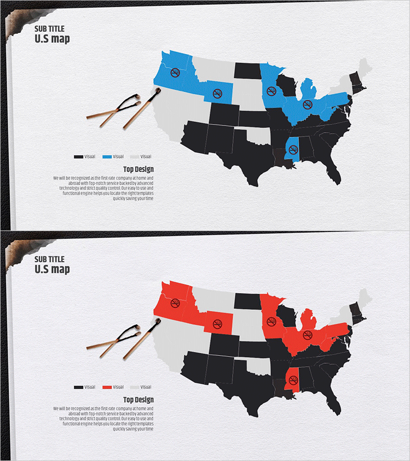 미국 지역별 금연 구역 지도
