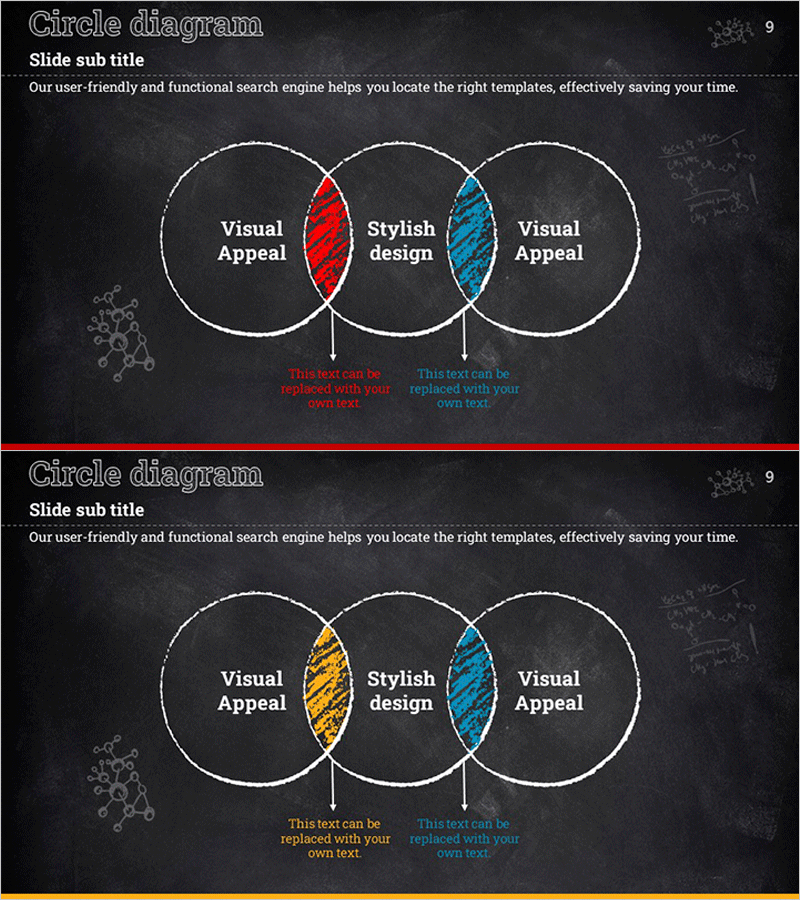 칠판 분필 테마 중첩 다이어그램 – 비즈니스 전략 소개