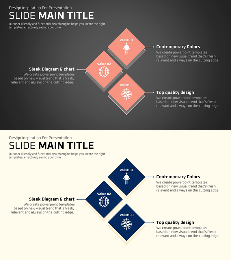 분야별 스퀘어 다이어그램 – 제품 소개에 적합한 클러스터 디자인