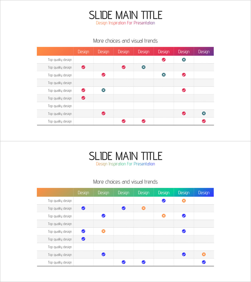 그라데이션 테이블 차트로 재무계획 시각화 – 보라와 파랑의 조화