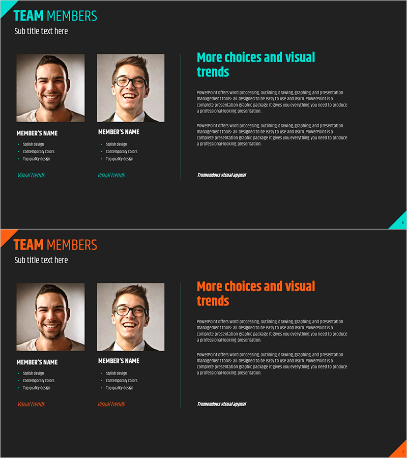 오렌지 블루 팀소개 프레젠테이션 템플릿